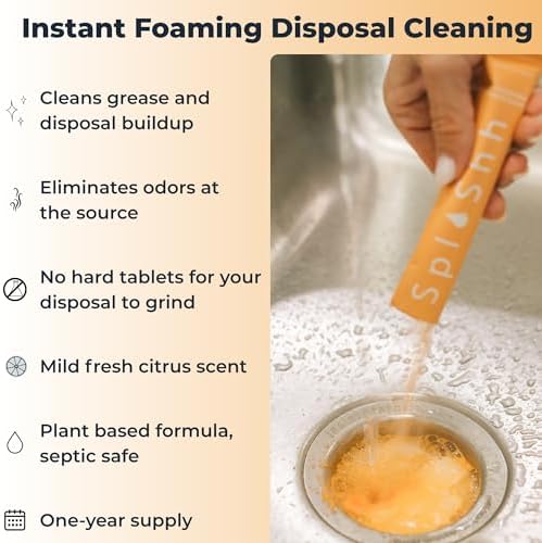 SplaShh foaming powder packets for garbage disposal
