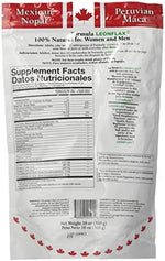 Quilom Leonflax high fiber omega dietary supplement bag showing ingredient list and nutritional facts