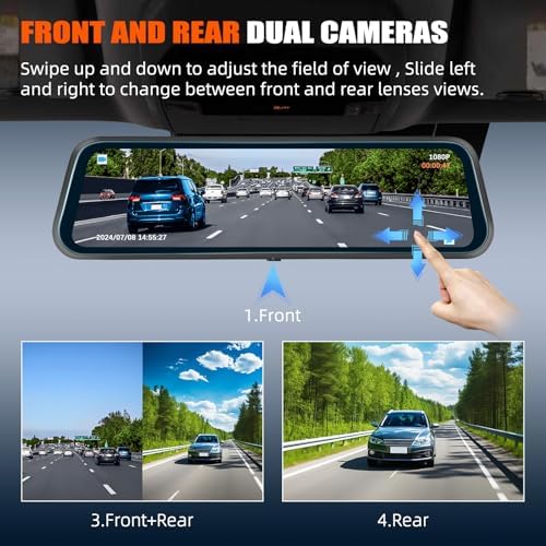 AMprime mirror dash cam mounted in car interior