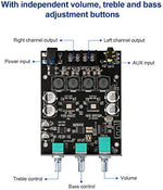 Arrarown two channel audio amplifier module top down view showcasing clear interface terminal markings