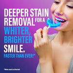 GuruNanda LED mouthpiece connected to a smartphone for teeth whitening