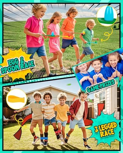 Three-legged race bands and egg-and-spoon set for field day.