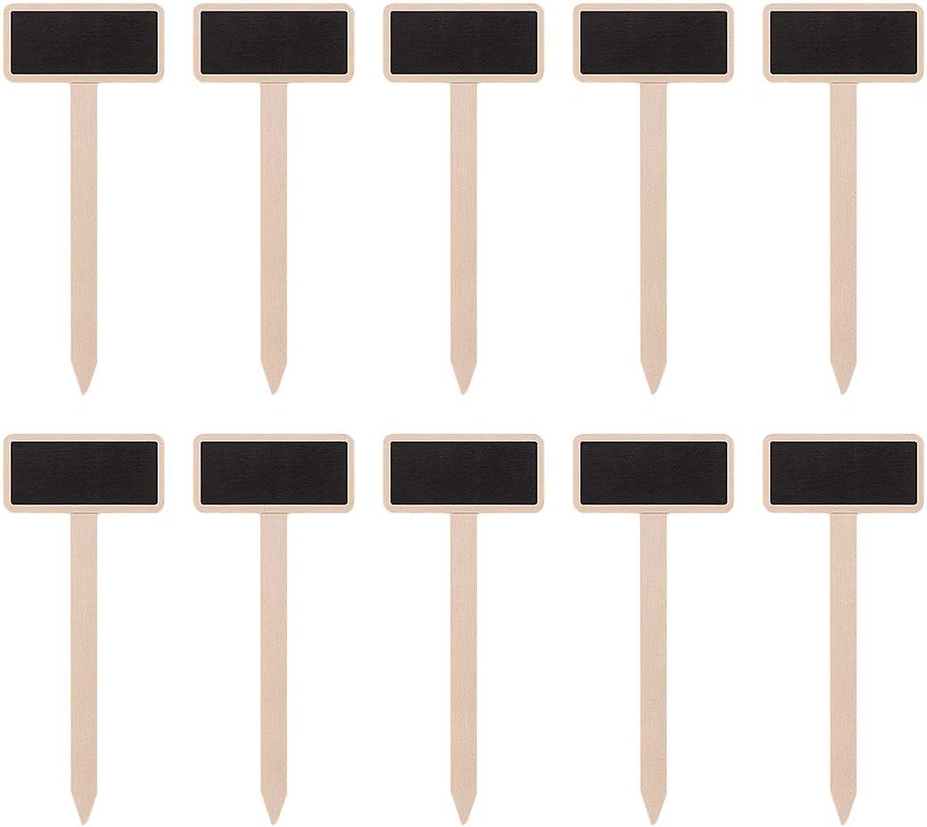 Exceart mini wooden chalkboard plant labels front view