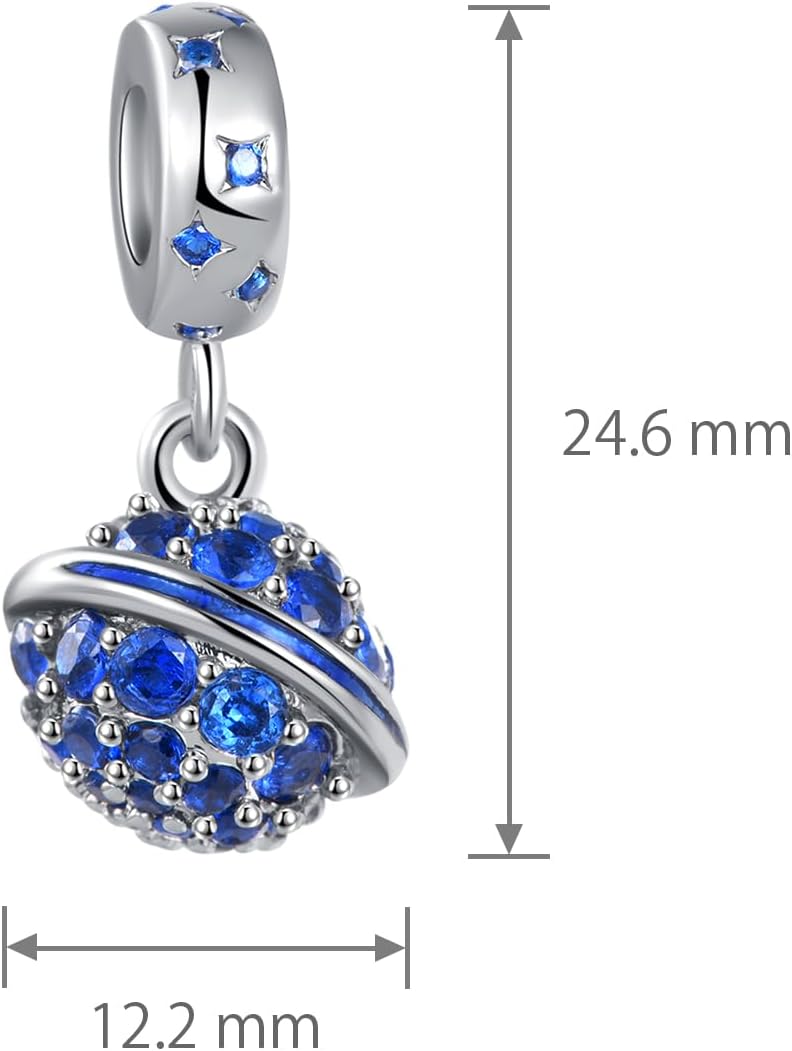 Star accented bail and silver-tone finish on celestial jewelry bead