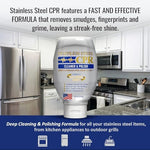 Stainless Steel CPR 2-in-1 cleaner application on refrigerator