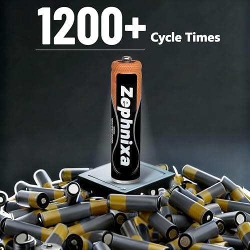 A pack of four green and black Zephnixa low self-discharge AAA batteries laid out on a clean surface.