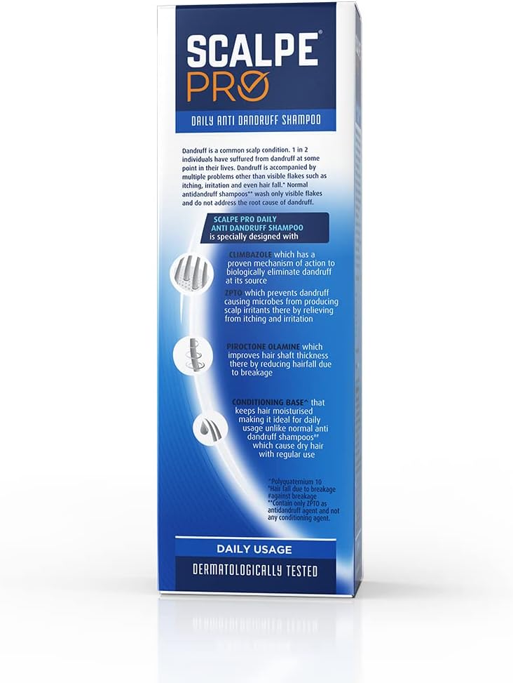 Scalpe Pro shampoo bottle cap and formula texture close up view