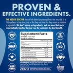 The Veggie Doctor Qwell Vegan Omega 3 dietary supplement supplement facts panel detailing DHA EPA DPA concentrations