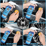 Automotive detailing process using a yellow clay bar on a well lubricated car exterior surface.