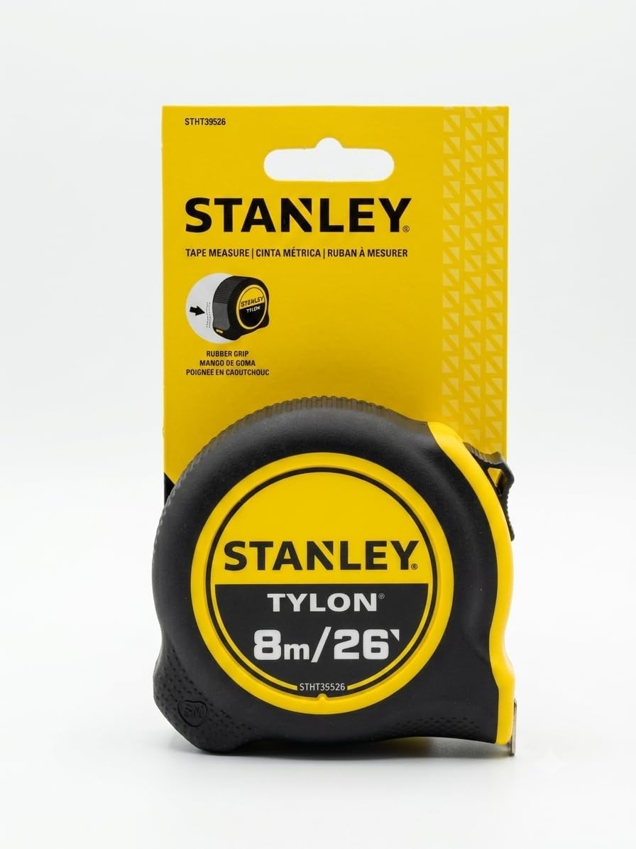 Stanley Tylon 8m 26ft measuring tape front view hardware
