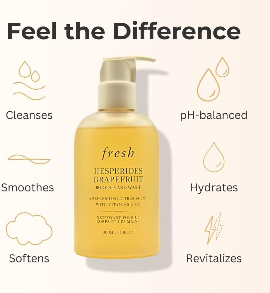 Fresh citrus body wash bottle label details and branding