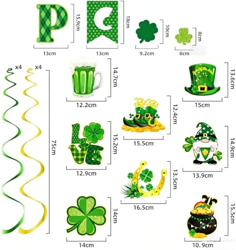ChunRun Irish party supplies kit displayed as a photo booth backdrop on a living room wall.