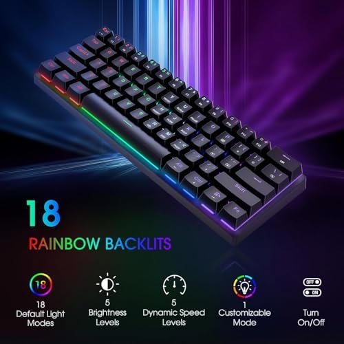 Cackbird 61 key mechanical keyboard with rainbow lighting
