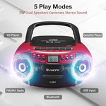 G Keni boombox top-loading CD and cassette compartment view