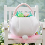 Personalization Universe personalized kids treat bucket with white plush cottontail design for Easter egg hunts.