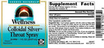 Authentic USA imported Colloidal Silver throat spray bottle packaging detailing directions