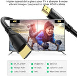 Close-up of Jorenca 8K 4K braided cord showcasing premium triple shielding layers.