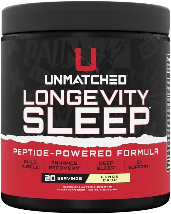 Unmatched Longevity Sleep | PeptiSleep Sleep & Recovery Formula with Melatonin, Magnesium & Senactiv | Advanced Nighttime Support | 20 Servings (Lemon Drop) - Image 1