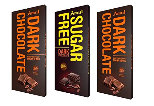Amul chocolate front view packaging showing assorted dark and sugarfree bars