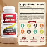 Best Naturals L-Glutamine 180 count bottle label details