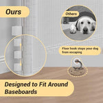POMESEA low puppy gate showing hardware drill installation components on a wall mount.