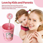 Lily's Home unicorn kids toothbrush set with matching rinsing cup