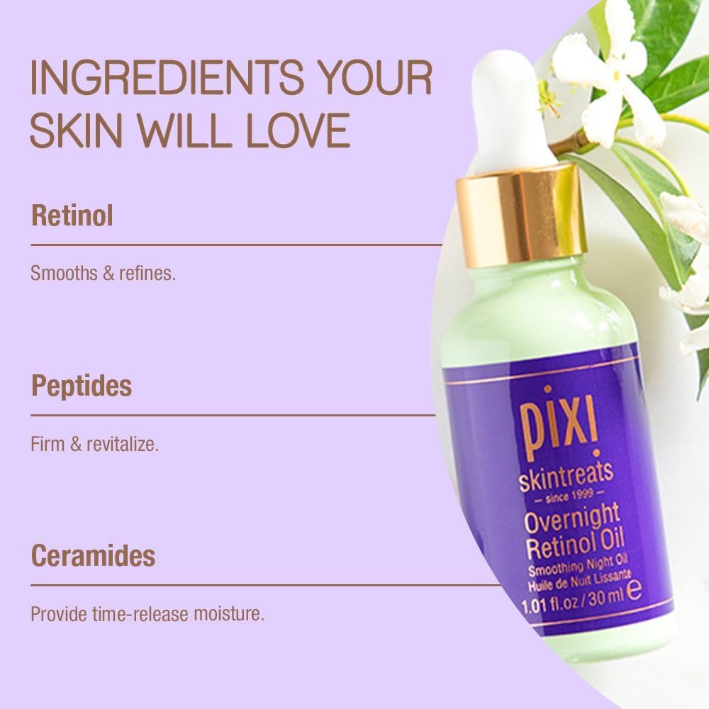 Close up of Pixi Beauty Overnight Retinol Oil 30ml bottle