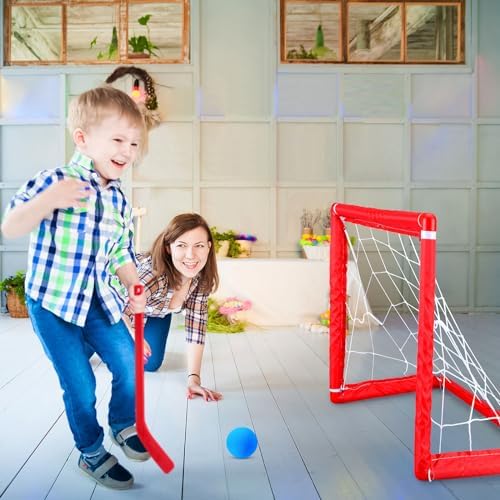 Leyndo two player mini hockey set packaging layout with goals.