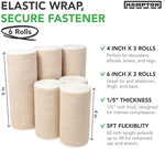 Self-closing cotton compression bandage rolls showing hook and loop fasteners