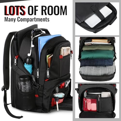 YOREPEK 45L airline approved backpack unfolded flat showing TSA friendly laptop compartment