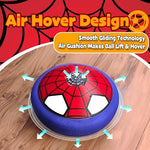 Omiowl led light up hover football disc being used in a dark room displaying multi color light effects.