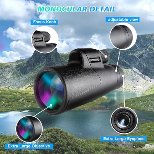 OEXLUFORD high definition monocular scope mounted on the included tabletop tripod side view.