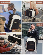LOVEVOOK 40L travel bag opened flat like a suitcase demonstrating internal compartments and laptop sleeve storage.