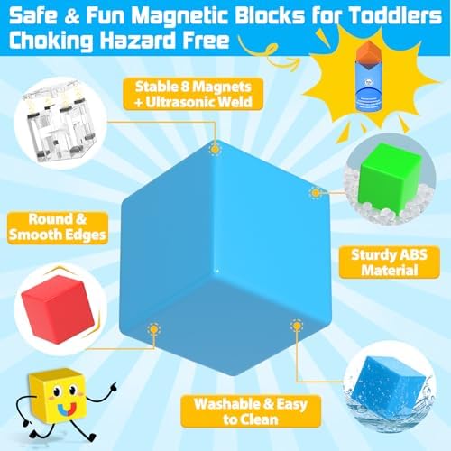Toylogy magnetic building blocks colorful cubes stacked into a tree shape