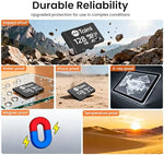 Durable micro SD memory card showcasing the waterproof and shockproof construction.