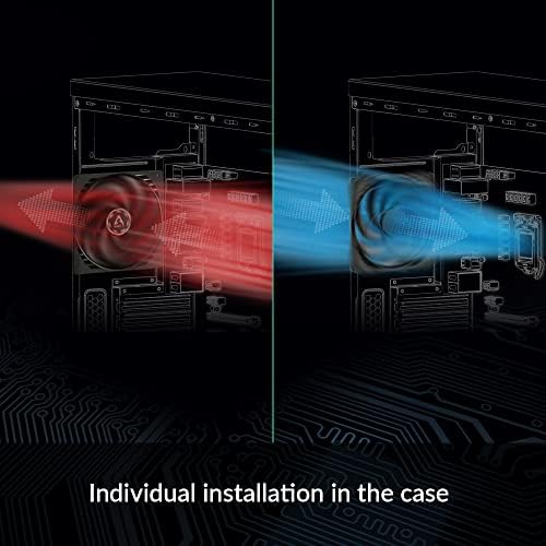 Arctic P12 high static pressure fan mounted onto a liquid cooling radiator setup inside a PC chassis.