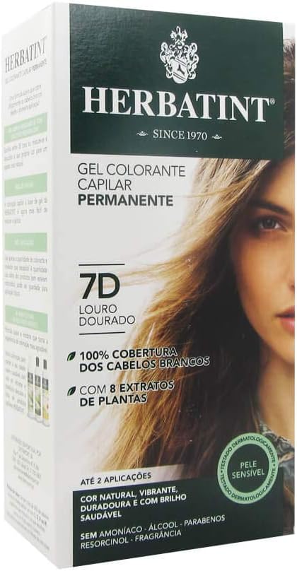 Herbatint Rubio Dorado 7D Golden Blonde Permanent Herbal Hair Colour Gel front view authentic imported hair dye