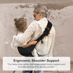 Huefain portable cotton carrier pack showing both black and beige options
