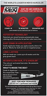 Back of Just For Men Light Medium Brown package showing before and after gray coverage results.