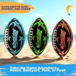NovaEdge waterproof pool football being inflated with the included compact air pump.