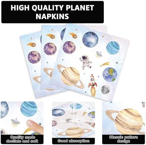 Aslermure 9 inch dinner plates with space theme graphics