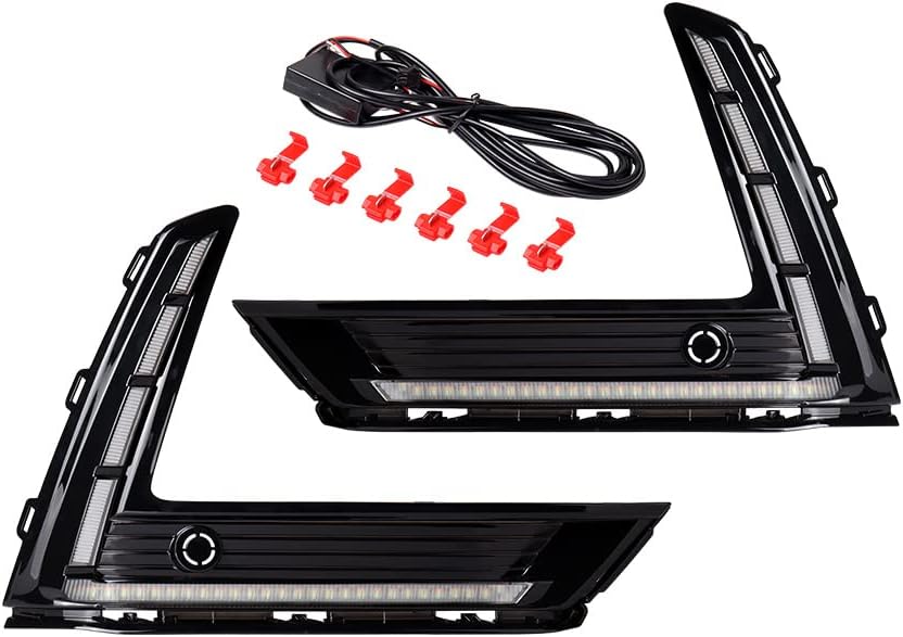 Astra Depot LED daytime running light assembly front view showing gloss black housing