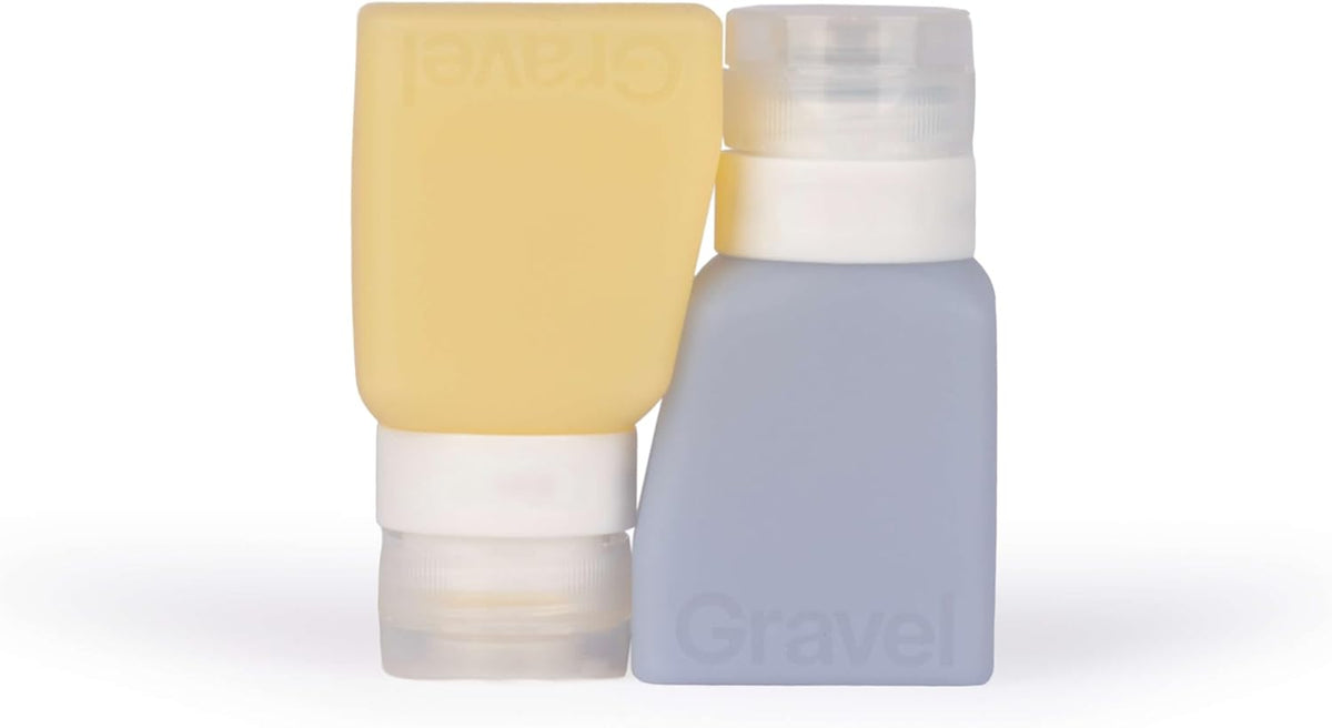 Gravel Silicone Travel Bottles for Toiletries 3oz (2-Pack) - Leakproof, BPA-Free, TSA Approved Travel Bottles with Label System for Shampoo, Conditioner, and Liquid Toiletries (Clear & Gray) - Image 9