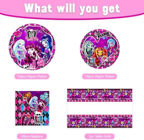 Monster High themed paper plates and napkins set