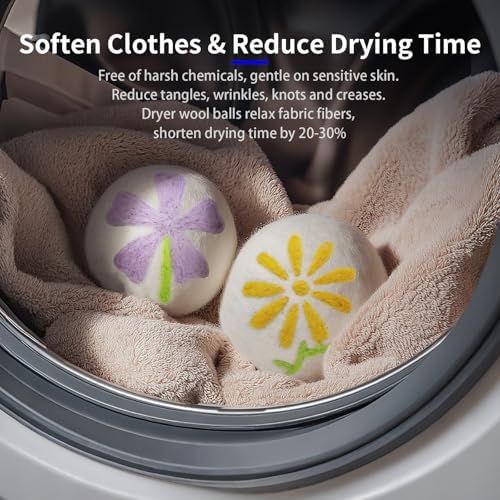 Six pack reusable laundry balls for reducing garment wrinkles inside a washing machine drum