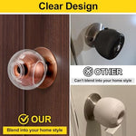 Child proof door knob cover installed on a wooden door