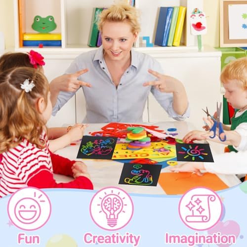 Premium non-toxic rainbow scratch paper arts and crafts supplies for school classroom party favors