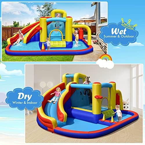 BOUNTECH Inflatable Water Slide, 6-in-1 Kids Water Park Jump Castle with 2 Splash Pools, Boxing, Water Slides Inflatables for Kids, Backyard Party Outdoor Water Slide Bounce House with GFCI Blower - Image 6