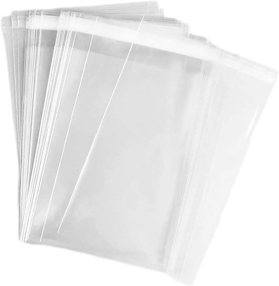 Nobranded clear self seal cellophane packaging bags 100 count front retail display view