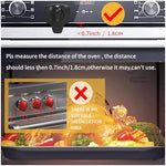 Side profile of baby safety oven lock installed on kitchen oven